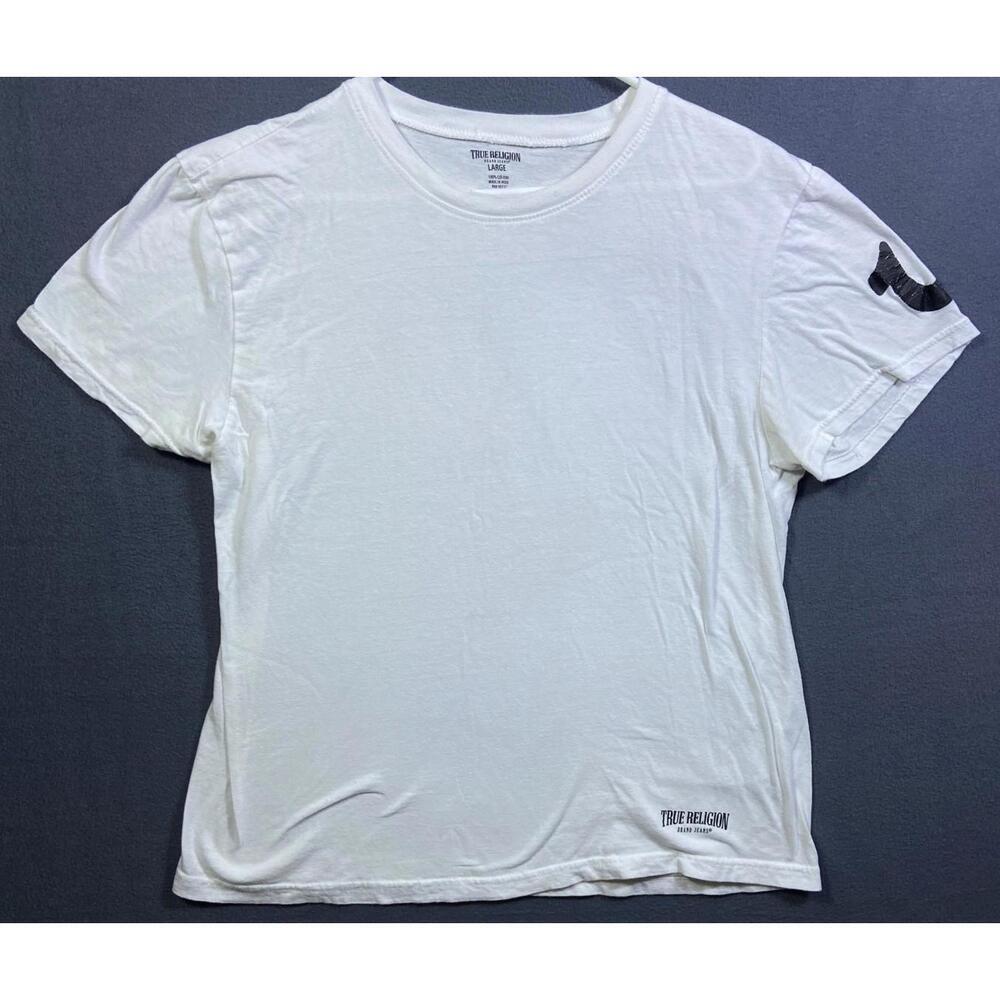White True Religion Brand Jeans Tagless Men’s Large Limited Edition T-Shirt EUC!